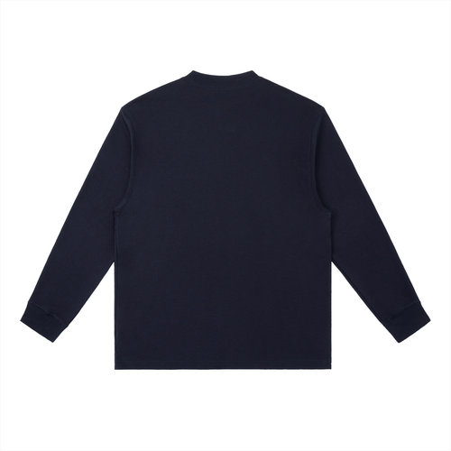PRODUCT OF HIP-HOP  — Navy / Cream Crewneck Long-Sleeve T-Shirt