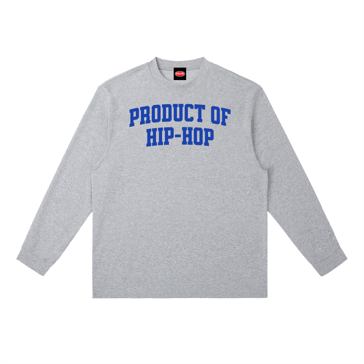 PRODUCT OF HIP-HOP Long Sleeve Tee — Light Gray / Navy Blue