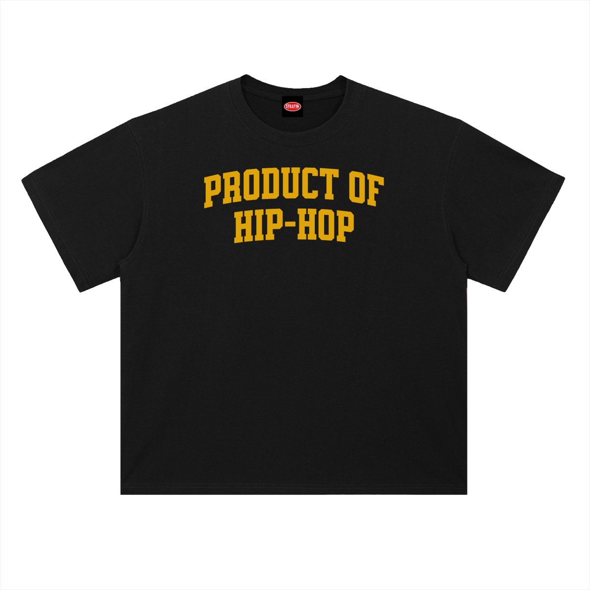 PRODUCT OF HIP-HOP -Heavyweight Drop Shoulder Cotton T-Shirt— Black / Golden Yellow