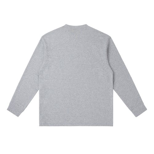 PRODUCT OF HIP-HOP Crewneck Long-Sleeve T-Shirt— Light Gray / Navy Blue