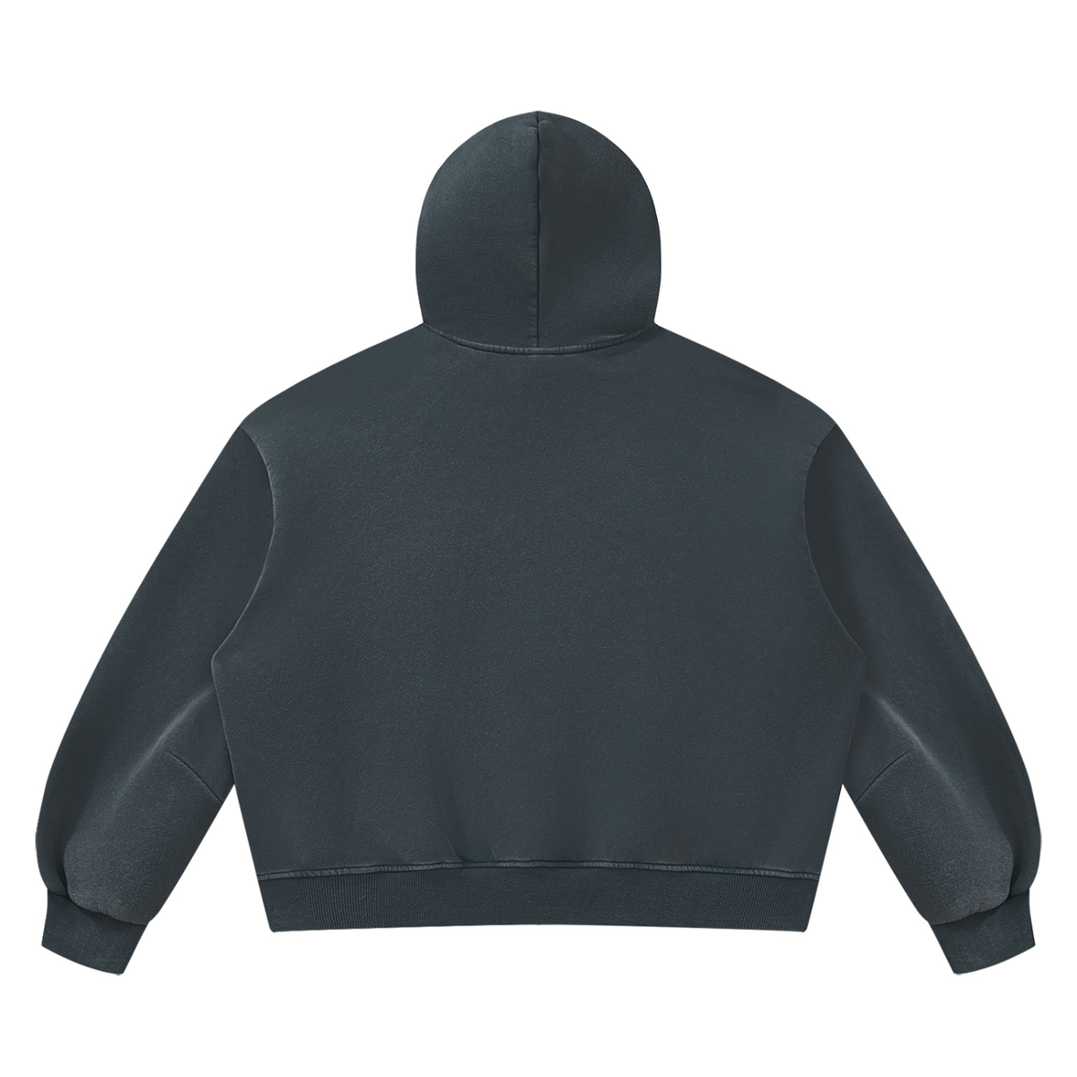 PRODUCT OF HIP-HOP Vintage Wash Boxy Fleece Hoodie — Navy Blue / White