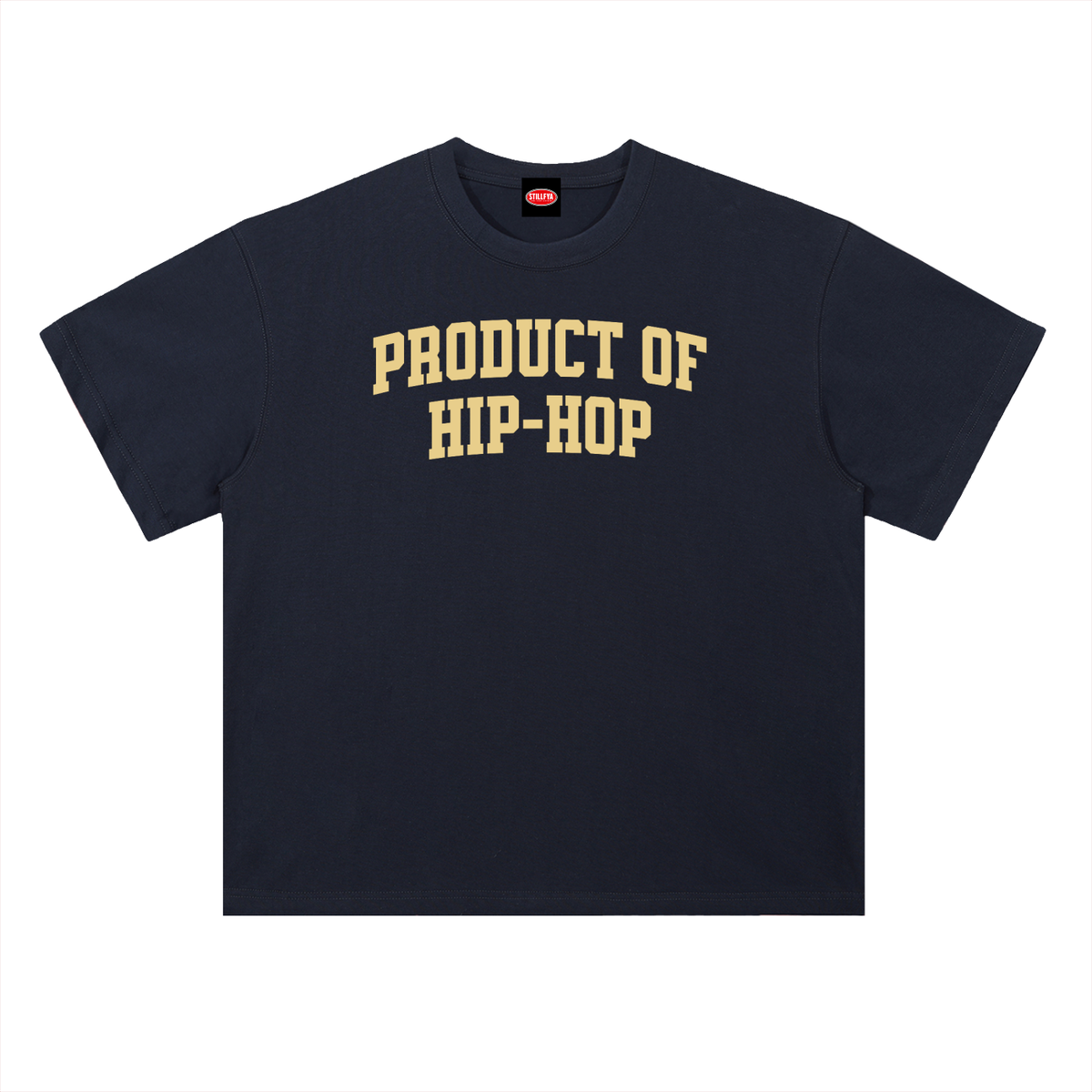 PRODUCT OF HIP-HOP Heavyweight Drop Shoulder Cotton T-Shirt— Navy / Cream