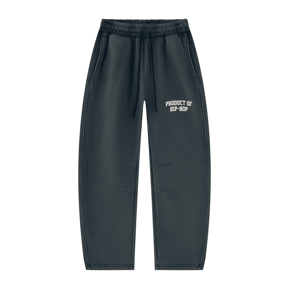 PRODUCT OF HIP-HOP Vintage Wash Barrel Leg Sweatpants — Navy Blue / White