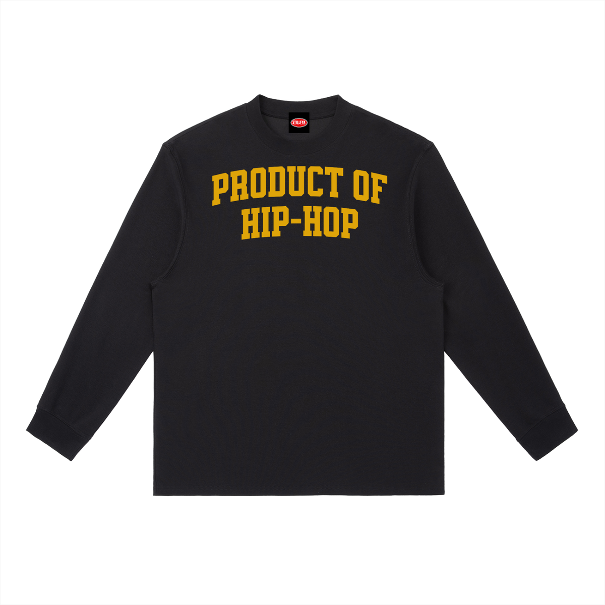 PRODUCT OF HIP-HOP Long-Sleeve T-Shirt— Black / Golden Yellow