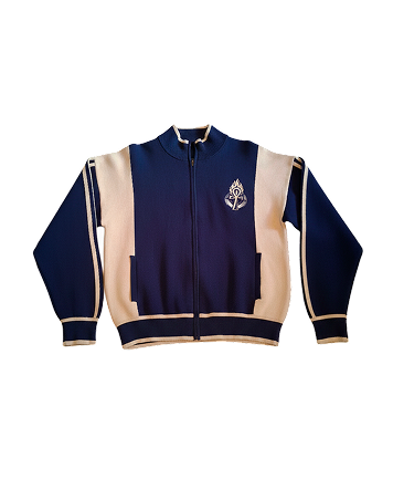 STILL.FYA Varsity Knit Zip Jacket – Navy / Sand