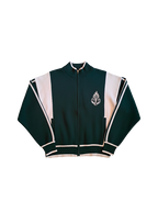 STILL.FYA Varsity Knit Zip Jacket – Forest Green / White