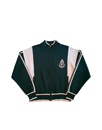STILL.FYA Varsity Knit Zip Jacket – Forest Green / White