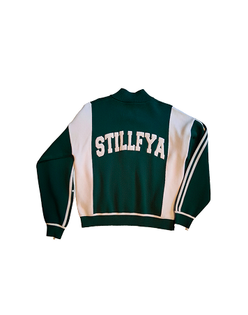 STILL.FYA Varsity Knit Zip Jacket – Forest Green / White