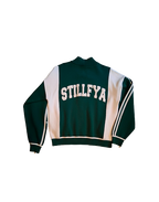 STILL.FYA Varsity Knit Zip Jacket – Forest Green / White